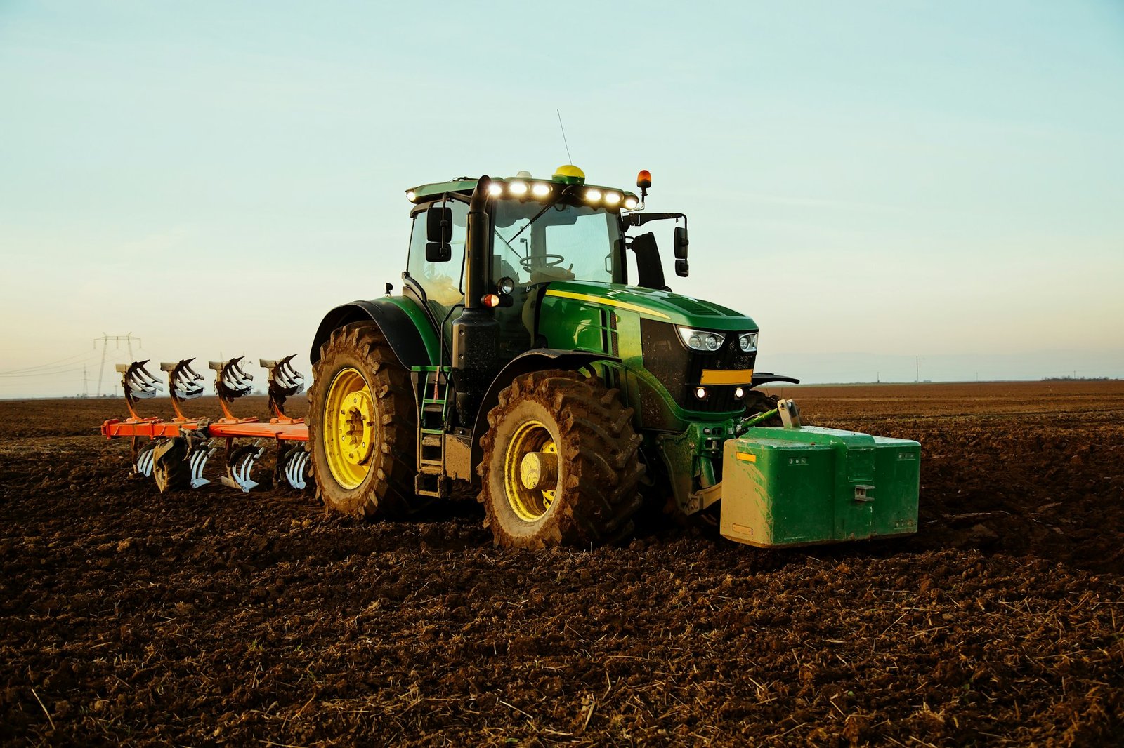 Tractor plowing the field