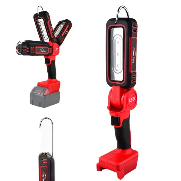 Cordless LED Work Light for Milwaukee m18 18V 2500LM Battery Light with Hook Portable Inspection Light for Car Repair, Workshop, Camping, Outdoor (2 Modes, NO Battery)