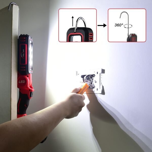 Cordless LED Work Light for Milwaukee m18 18V 2500LM Battery Light with Hook Portable Inspection Light for Car Repair, Workshop, Camping, Outdoor (2 Modes, NO Battery) - Image 4