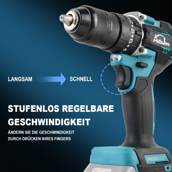 AUTOJARE Cordless Impact Drill Compatible with Makita 18V 13MM Brushless Drill Driver 35+3 Torque Levels 90 N.m 2 Adjustable Levels Cordless Drill - Image 7