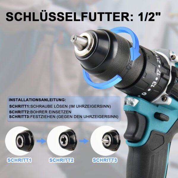 AUTOJARE Cordless Impact Drill Compatible with Makita 18V 13MM Brushless Drill Driver 35+3 Torque Levels 90 N.m 2 Adjustable Levels Cordless Drill - Image 3