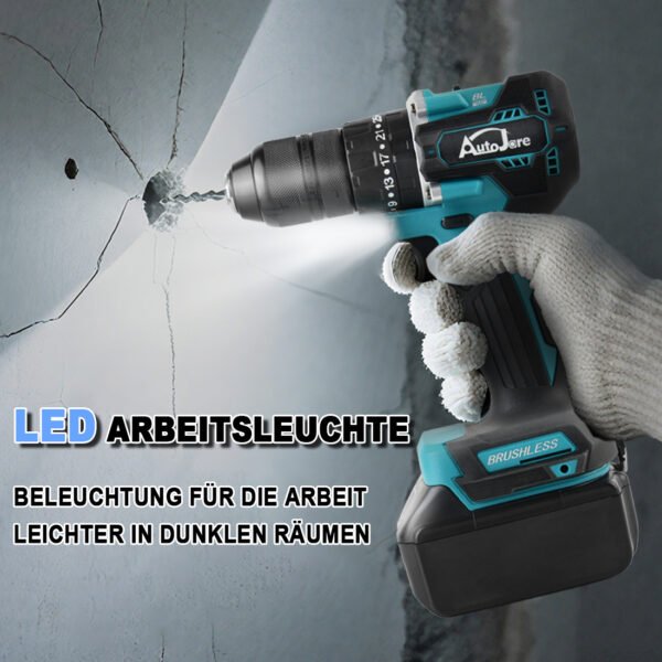 AUTOJARE Cordless Impact Drill Compatible with Makita 18V 13MM Brushless Drill Driver 35+3 Torque Levels 90 N.m 2 Adjustable Levels Cordless Drill - Image 6